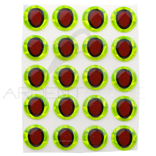 Chartreuse oval pupil 3D adhesive eyes