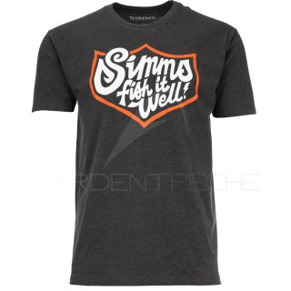 T-shirt SIMMS Fish It Well Badge Charcoal Heather