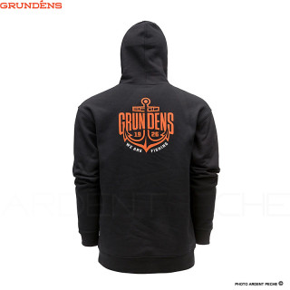 Felpa GRUNDENS Displacement hoodie logo anchor Black