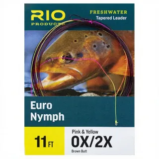 Bas de ligne RIO Euro Nymph 11' (3,40m) Partenza marrone punta rosa/gialla