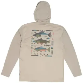 T-shirt con cappuccio SIMMS Tech Hoody Artist Series Lunar Gray Char - Ardent flyfishing